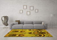 Machine Washable Abstract Yellow Modern Rug, wshabs4557yw