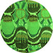 Round Abstract Green Modern Rug, abs4557grn