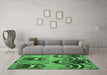 Machine Washable Abstract Emerald Green Modern Area Rugs in a Living Room,, wshabs4557emgrn