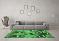 Machine Washable Abstract Emerald Green Modern Rug, wshabs4557emgrn