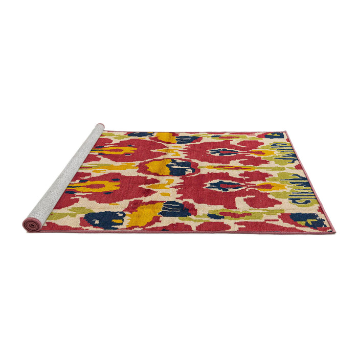 Sideview of Machine Washable Abstract Crimson Red Rug, wshabs4558