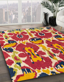 Machine Washable Abstract Crimson Red Rug in a Family Room, wshabs4558