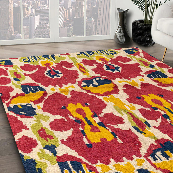 Machine Washable Abstract Crimson Red Rug in a Family Room, wshabs4558