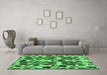 Machine Washable Abstract Emerald Green Modern Area Rugs in a Living Room,, wshabs4558emgrn