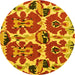 Round Machine Washable Abstract Yellow Modern Rug, wshabs4558yw