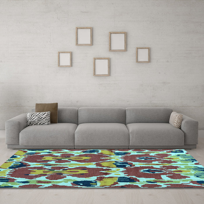 Machine Washable Abstract Light Blue Modern Rug in a Living Room, wshabs4558lblu