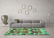 Machine Washable Abstract Turquoise Modern Area Rugs in a Living Room,, wshabs4558turq