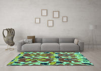 Machine Washable Abstract Turquoise Modern Rug, wshabs4558turq