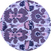 Round Machine Washable Abstract Blue Modern Rug, wshabs4558blu