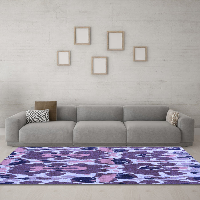 Machine Washable Abstract Blue Modern Rug in a Living Room, wshabs4558blu