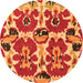 Round Abstract Orange Modern Rug, abs4558org