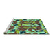 Sideview of Machine Washable Abstract Turquoise Modern Area Rugs, wshabs4558turq