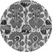 Round Abstract Gray Modern Rug, abs4558gry