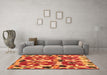 Machine Washable Abstract Orange Modern Area Rugs in a Living Room, wshabs4558org