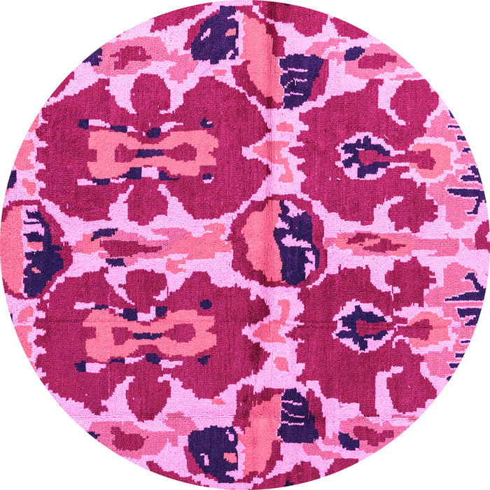 Round Machine Washable Abstract Pink Modern Rug, wshabs4558pnk