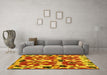 Machine Washable Abstract Yellow Modern Rug in a Living Room, wshabs4558yw