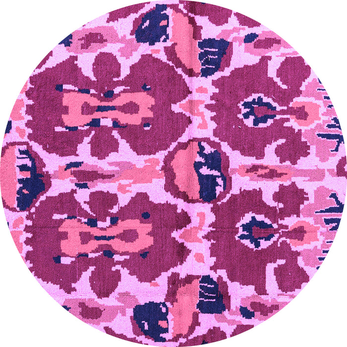 Round Machine Washable Abstract Purple Modern Area Rugs, wshabs4558pur