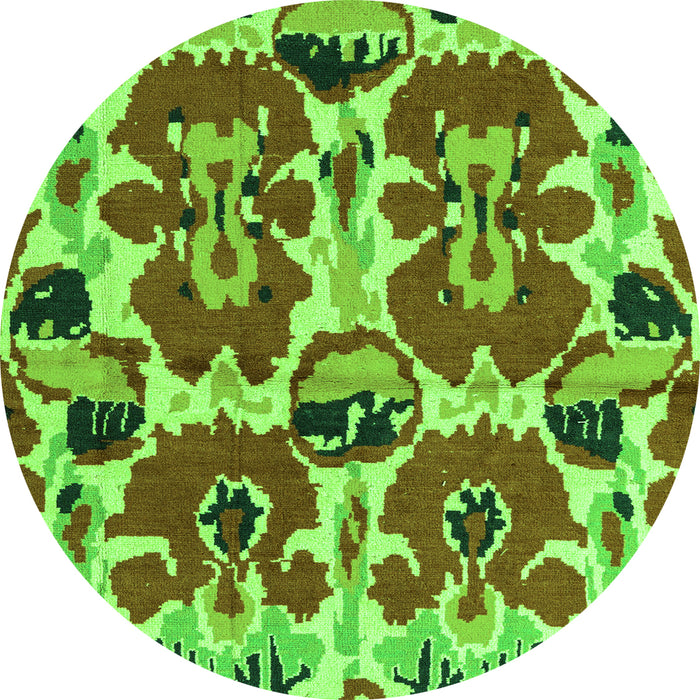 Round Machine Washable Abstract Green Modern Area Rugs, wshabs4558grn