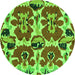 Round Machine Washable Abstract Green Modern Area Rugs, wshabs4558grn