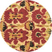 Round Machine Washable Abstract Brown Modern Rug, wshabs4558brn