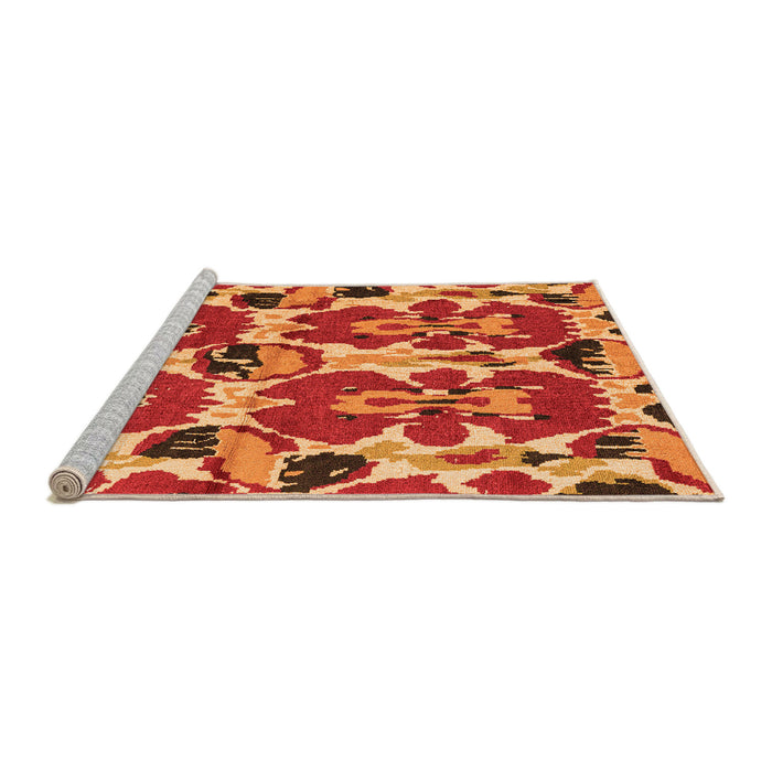 Sideview of Machine Washable Abstract Orange Modern Area Rugs, wshabs4558org