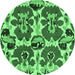 Round Abstract Emerald Green Modern Rug, abs4558emgrn