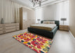 Abstract Crimson Red Modern Rug in a Bedroom, abs4558