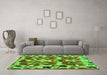 Machine Washable Abstract Green Modern Area Rugs in a Living Room,, wshabs4558grn