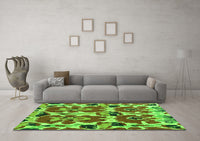 Machine Washable Abstract Green Modern Rug, wshabs4558grn