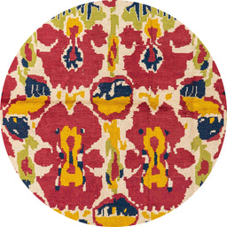 Round Machine Washable Abstract Crimson Red Rug, wshabs4558