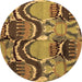 Round Abstract Brown Modern Rug, abs4559brn