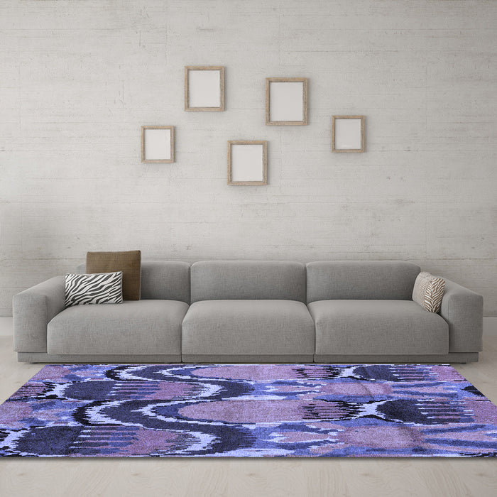 Machine Washable Abstract Blue Modern Rug in a Living Room, wshabs4559blu