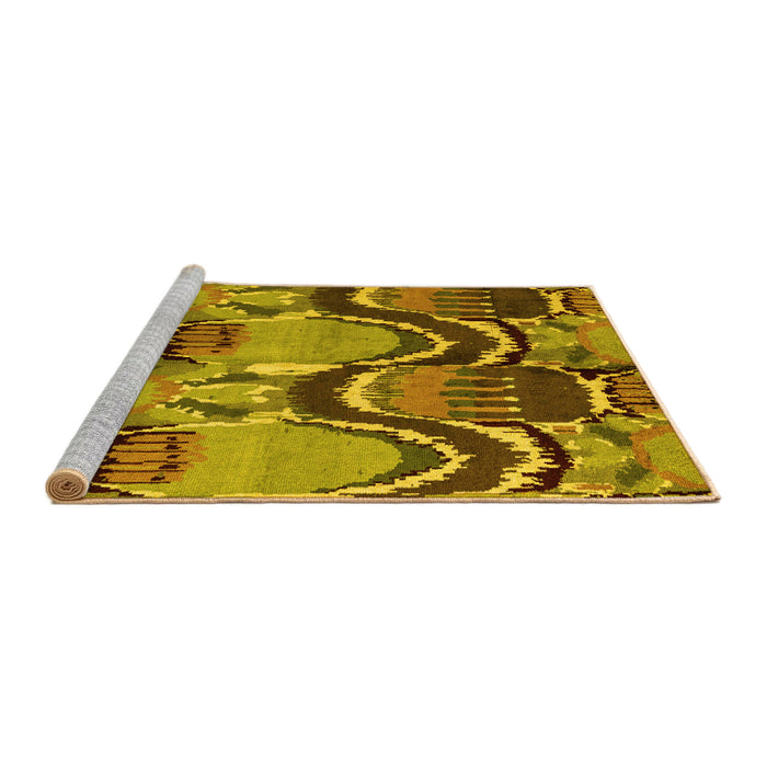 Sideview of Machine Washable Abstract Yellow Modern Rug, wshabs4559yw