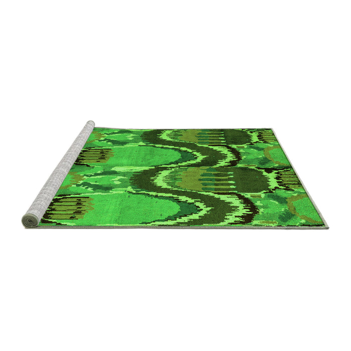 Sideview of Machine Washable Abstract Green Modern Area Rugs, wshabs4559grn
