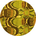 Round Abstract Yellow Modern Rug, abs4559yw