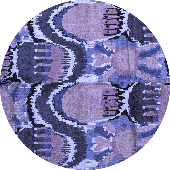 Round Abstract Blue Modern Rug, abs4559blu