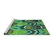 Sideview of Machine Washable Abstract Turquoise Modern Area Rugs, wshabs4559turq