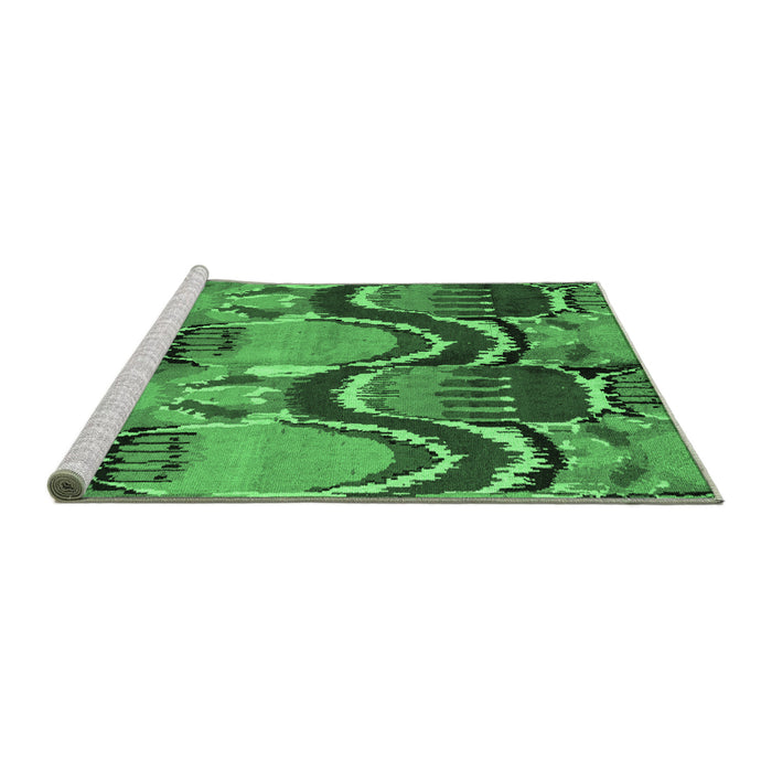 Sideview of Machine Washable Abstract Emerald Green Modern Area Rugs, wshabs4559emgrn