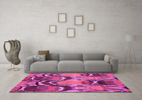 Machine Washable Abstract Pink Modern Rug, wshabs4559pnk