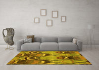 Machine Washable Abstract Yellow Modern Rug, wshabs4559yw