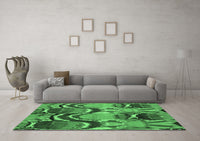 Machine Washable Abstract Emerald Green Modern Rug, wshabs4559emgrn