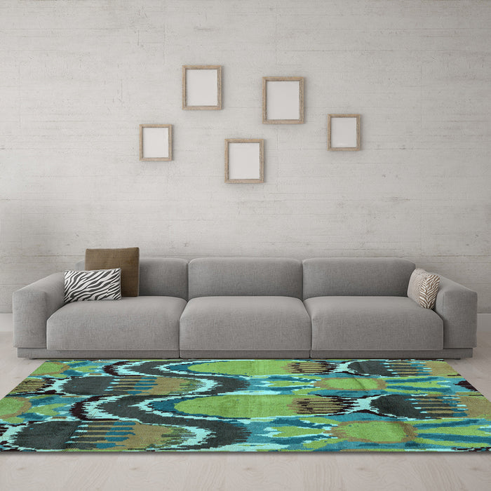 Machine Washable Abstract Light Blue Modern Rug in a Living Room, wshabs4559lblu