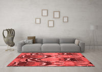 Machine Washable Abstract Red Modern Rug, wshabs4559red