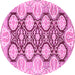 Round Oriental Pink Traditional Rug, abs455pnk