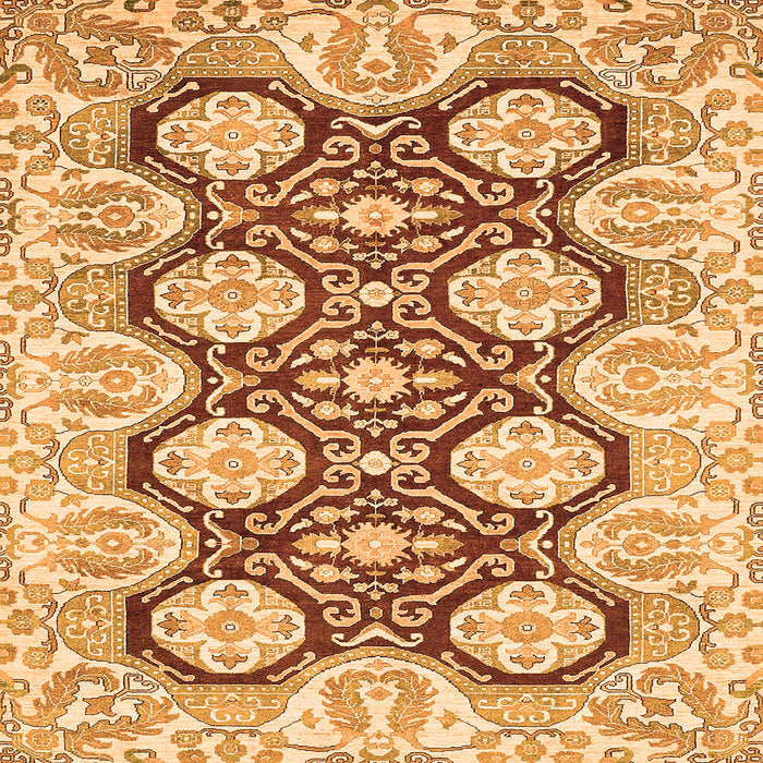 Square Machine Washable Oriental Orange Traditional Area Rugs, wshabs455org