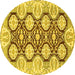 Round Oriental Yellow Traditional Rug, abs455yw