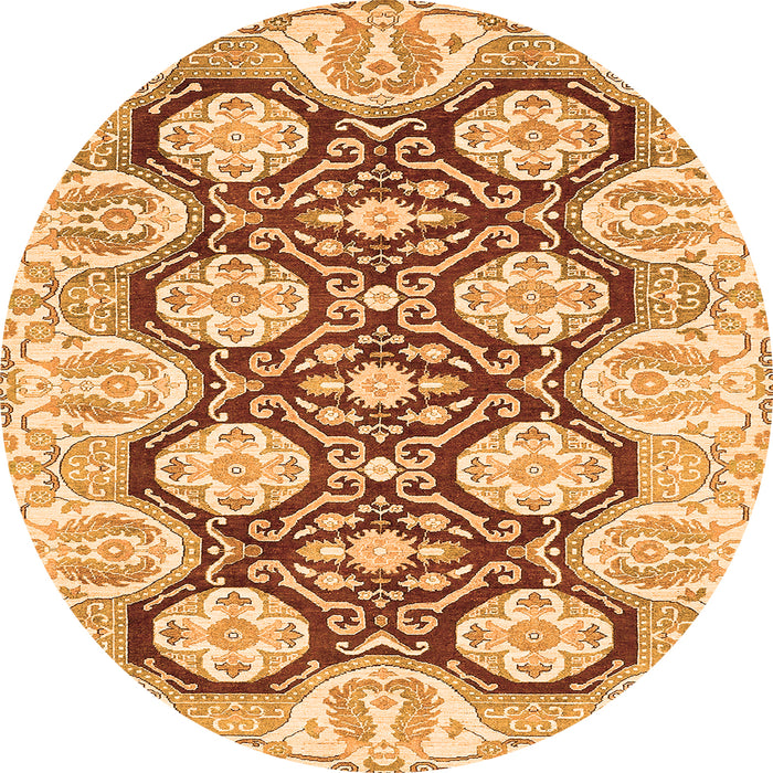 Round Oriental Orange Traditional Rug, abs455org