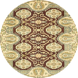 Round Machine Washable Abstract Mustard Yellow Rug, wshabs455