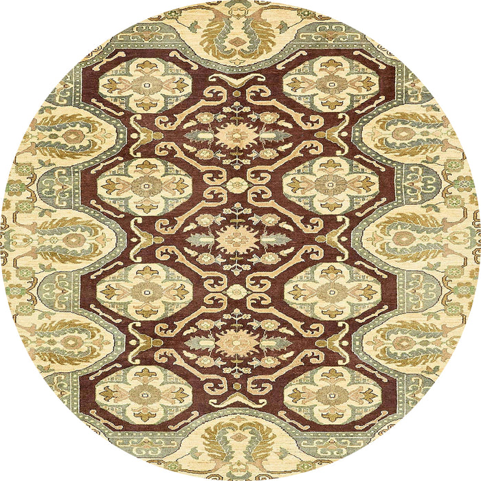 Ahgly Company Indoor Round Oriental Yellow Industrial Area Rugs, 6