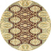 Round Machine Washable Abstract Mustard Yellow Rug, wshabs455